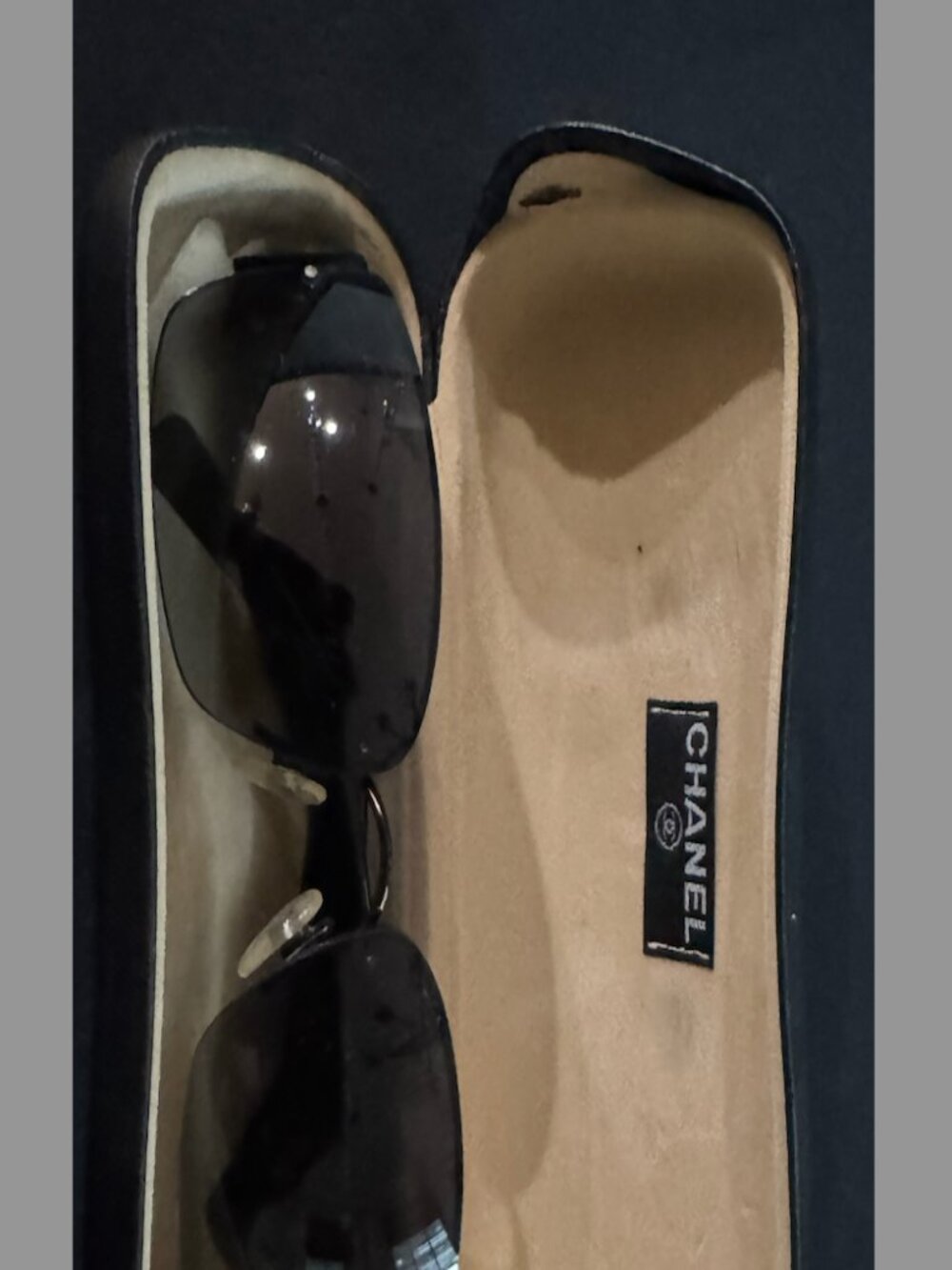 Chanel Black CC Rhinestone Shield Sunglasses - Picture 4 of 5